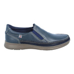 Luisetti Mocassino Uomo in Pelle Blu con Bordi Cuciti Beige