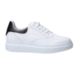 Exton Sneakers Uomo in Pelle Bianca Traforata sui Lati con Tallone Nero