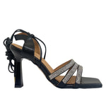 CafèNoir Sandalo nero alla schiava gioiello con strass t.10