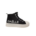 Gaelle Sneakers Alta Bambina in Ecopelle Nera con Logo Bianco