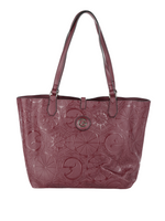Gattinoni Roma Shopping Bag L Donna Reversibile Stampa Logo in Colore Bordeaux con Pochette Interna e con Tracolla