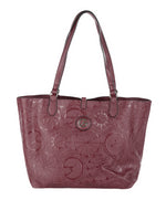 Gattinoni Roma Shopping Bag L Donna Reversibile Stampa Logo in Colore Bordeaux con Pochette Interna e con Tracolla