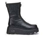 Cult Stivaletto platform nero in pelle con zip frontale