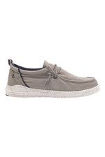 Lumberjack Mocassino Uomo in Tessuto Beige con Lacci Finti e Cuciture Blu
