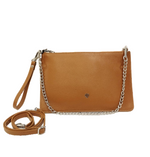 Caleidos Pochette Donna in Pelle Cuoio con Polsino e Catena Argento