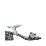 Gattinoni Roma Sandalo Donna in Ecopelle Blu con Stampa Teodosia Shirley e Tacco Grosso 50mm
