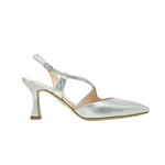 Melluso Chanelle Donna in Pelle Argento con Tacco a Rocchetto 70mm