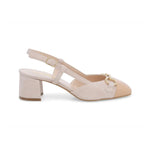 Melluso Chanelle Donna in Pelle e Camoscio Cipria con Tacco Largo 40mm