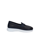 Melluso Mocassino Donna in Pelle Traforata Blu con Fondo Platform