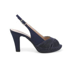 Melluso Sandalo Donna in Lurex Blu con Plateau e Tacco 80mm