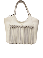 Nannini Firenze Borsa a Mano Donna in Pelle Bianca con Frange