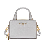 Nannini Firenze Borsa a Mano Flora Donna in Pelle Argento con Tracolla