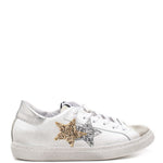 2Star Sneakers bianca con dettagli oro e argento