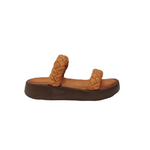 Shaddy Ciabatta cuoio in pelle con tomaia intrecciata