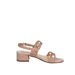Melluso Sandalo Donna in Camoscio Nudo a Due Fasce con Micro Strass e Tacco Largo 30mm