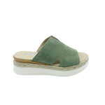 Melluso Ciabatta Donna in Pelle Scamosciata Verde con Zeppa