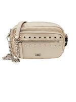 Cult Borsa beige a tracolle con borchie argento
