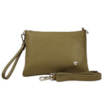 Caleidos Borsa a Tracolla Donna in Pelle Verde Militare con Polsino Removibile