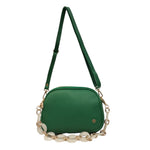 Caleidos Borsa a Tracolla Donna in Pelle Verde con Manico a Catena
