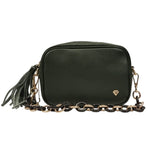 Caleidos Mini Bag Donna in Pelle Verde con Manico a Catena e Accessorio