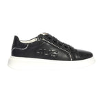 4US Sneakers Bambina in Ecopelle Nera con Strass Argento