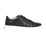 4US Sneakers Bambina in Ecopelle Nera con Strass Argento