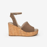 Nero Giardini Sandalo tortora in pelle scamosciata con zeppa