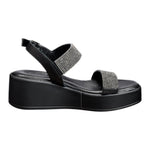 Igi&Co Sandalo nero con fasce ricoperte di strass