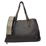 Caleidos Borsa a Spalla Donna in Pelle Nera con Doppia Tracolla