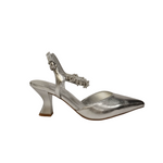 Luciano Barchini Chanelle argento in pelle laminata con strass t.6