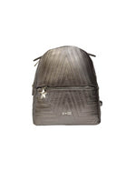 M Brc Zaino megastar piombo in pelle con tasca esterna