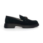 Keys Mocassino Donna in Camoscio Nero con Applicazione Catena
