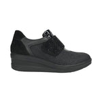 Enval scarpa con strappo nera in tessuto con strass