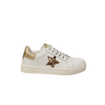 Balducci Sport Sneakers Bambina in Ecopelle Bianca con Dettagli Oro e Lacci e Cerniera