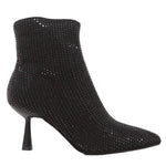 Keys Tronchetto Donna in Tessuto Nero Ricoperto da Strass con Tacco a Rocchetto 80mm