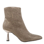 Keys Tronchetto Donna in Tessuto Tortora Ricoperto da Strass con Tacco a Rocchetto 80mm