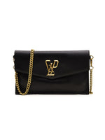 Gaelle Pochette Donna in Ecopelle Nera con Tracolla Dorata