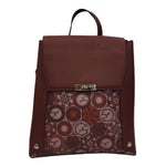 Gattinoni Roma Zaino Donna con 3 Scomparti in Stampa Teodosia Bordeaux e Chiusura con Bottone