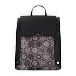 Gattinoni Roma Zaino Donna con 3 Scomparti in Stampa Teodosia Nero e Chiusura con Bottone