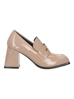 Keys Mocassino Donna in Vernice Beige con Tacco Largo 90mm