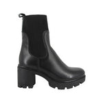 Keys Stivaletto Donna in Pelle e Tessuto Nero con Tacco Largo 70mm