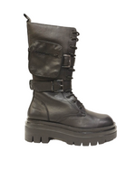 Shooters Stivale Stringato Nero in Pelle da Donna