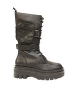 Shooters Stivale Stringato Nero in Pelle da Donna