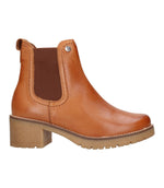 Pitillos Stivaletto Donna in Pelle Cuoio con Elastico Laterale e Tacco Largo di 4cm