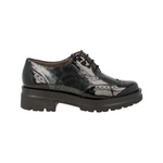 Pitillos Allacciato Donna in Naplak Nero Grigio Stile Inglese