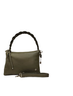 Caleidos Borsa a Tracolla Donna in Pelle Verde con Manico Intrecciato