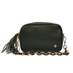 Caleidos Mini Bag Donna in Pelle Verde con Manico a Catena e Accessorio