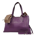 Caleidos Borsa a Spalla Donna in Pelle Viola con Tracolla in Pelle e Tessuto
