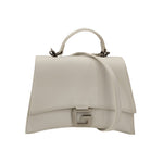 Gaelle Borsa a Mano Donna in Ecopelle Bianca con Tracolla e Applicazione Metallo Ciondolo G