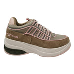 Fornarina Up Sneakers Donna in Camoscio e Tessuto Sabbia Rosa e Zeppa Alta 70mm